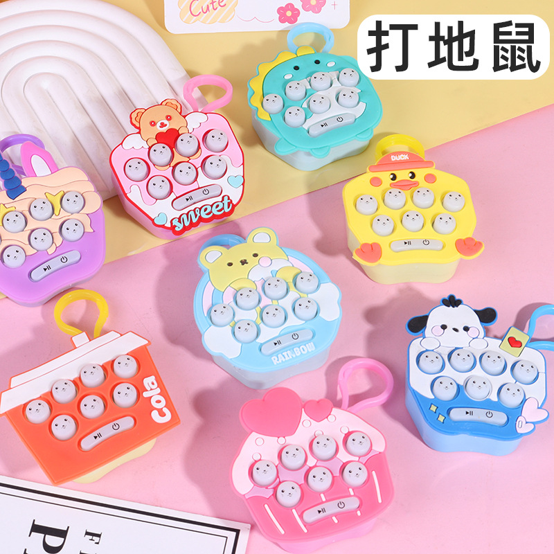 Máquina de golpear topillos de mano linda de dibujos animados - Juego educativo con niveles, máquina de juego para niños, artefacto descompresivo, mini tamaño, venta al por mayor