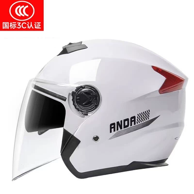 Ad Half Helmet for All Seasons, Motosiklet kaskı (dəbilqə) - 3c-certification-white-double-mirror-design