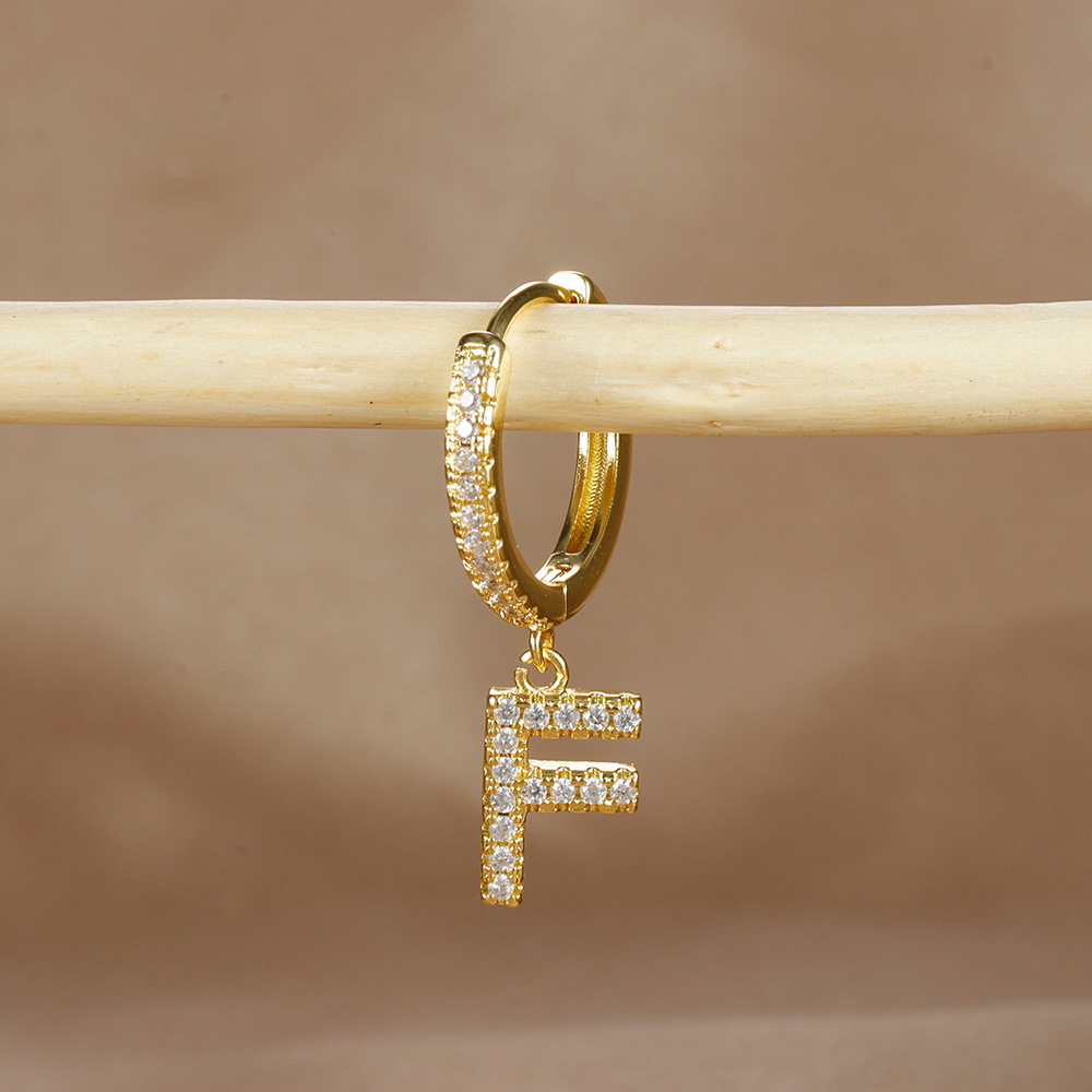 6g Weight Copper Ear Needle Material Zircon Inlay Material Charm Sleeper Hoop Earrings, Drop Earrings Classification 1 Piece Quantity Daily Occasion Copper Material Letter Pattern Unisex Gender Plating Design Casual Style 1 Piece Casual Letter Plating Copper Zircon Drop Earrings 7