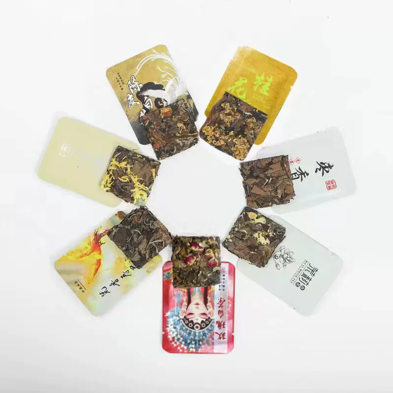白茶陈皮玫瑰茉莉菊花桂花枣香老白茶小方片饼干茶一片一泡装
