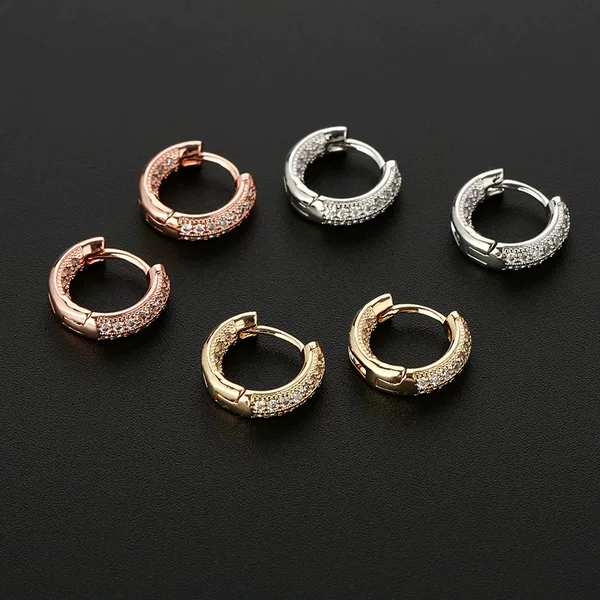 Cross-Border Amazon Hot-Selling Double-Row Zircon European and American Light Luxury Fashion Hip-Hop Ear Cuffs Simple and Unique Earrings Wholesale