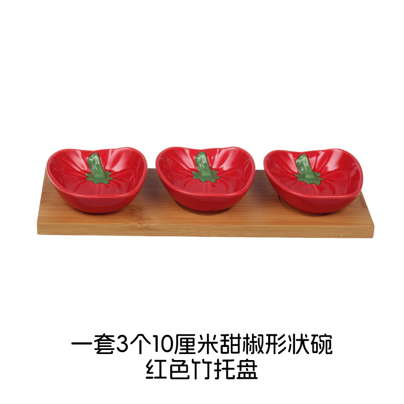 工場直送の色釉セラミック工芸品、牧歌的なスタイル、新鮮でキュートな子供用ボウル、皿、カップ、野菜セラミック食器セット|undefined