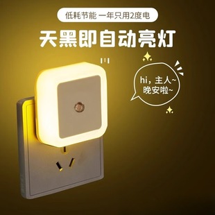 Light-Controlled Sensor Night Light Plug-In Led Eye Protection Smart Bedside Bedroom Sleep Light Turns on When Dark and Led Energy-Saving
