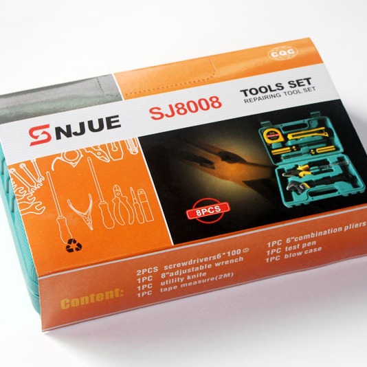 Snjue Combination Tool Box Set 8-Piece Car Hardware Tool Manual Household Tool Wrench 8008