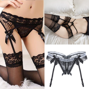 Fun stockings Garter sexy waist lace open crotch garter set pearl underwear a generation of hair