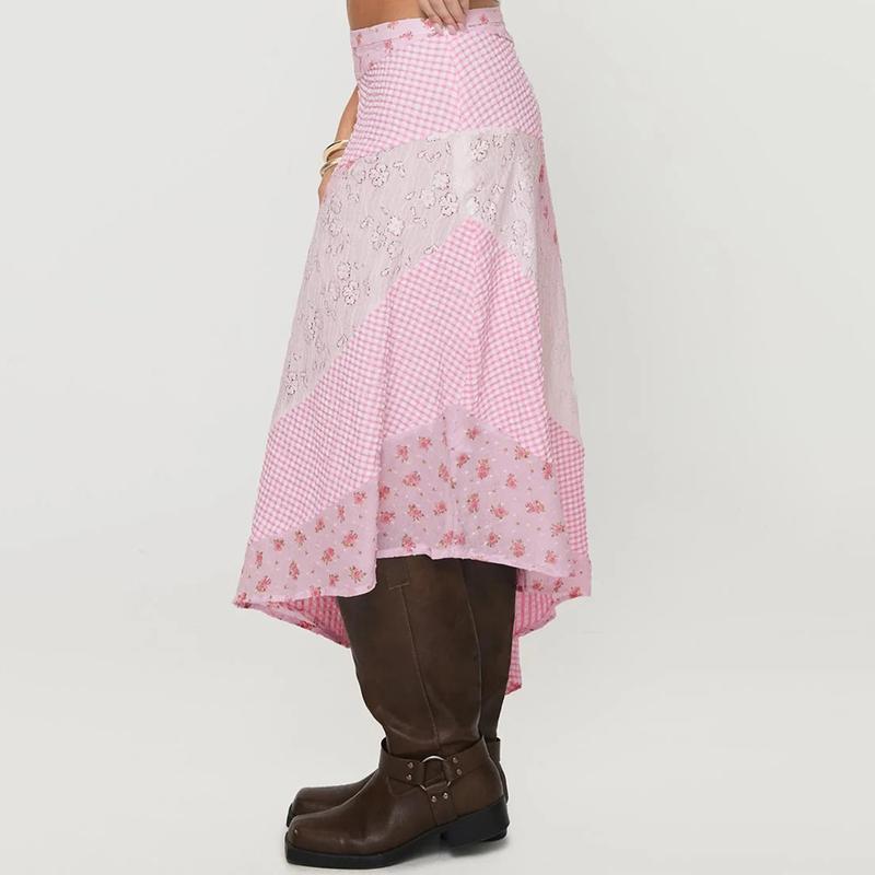 Retro Low Waist Floral Print Skirt