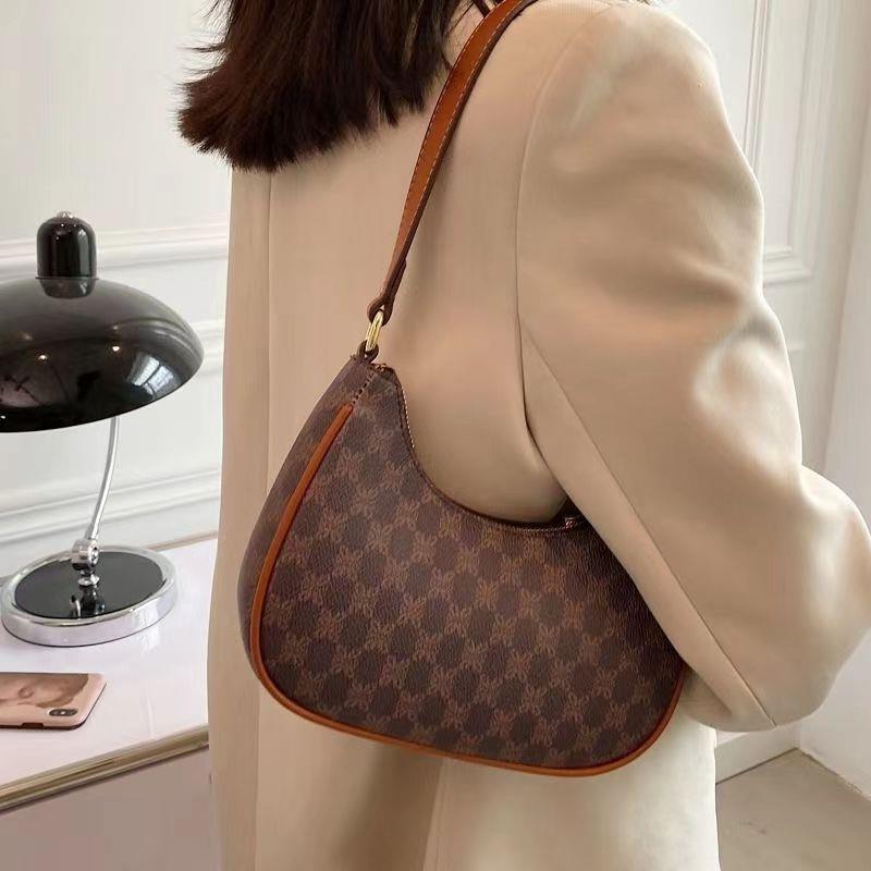 Modische Damen Schultertasche In Halbmondform Mit Jacquard Muster_voghion.com