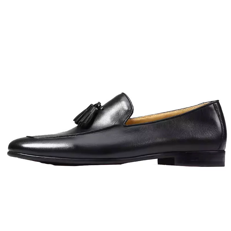 Мужские лоферы ручной работы из натуральной кожи, кожаные туфли с кисточками, повседневные лоферы в британском стиле без застежек, низкий каблук, прямые поставки с фабрики