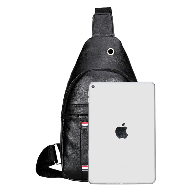 Bolsa de pecho para hombre Bolsa de mensajero de ocio al aire libre Bolsa de pecho para hombre de PU Mochila de viaje de negocios de cuero suave