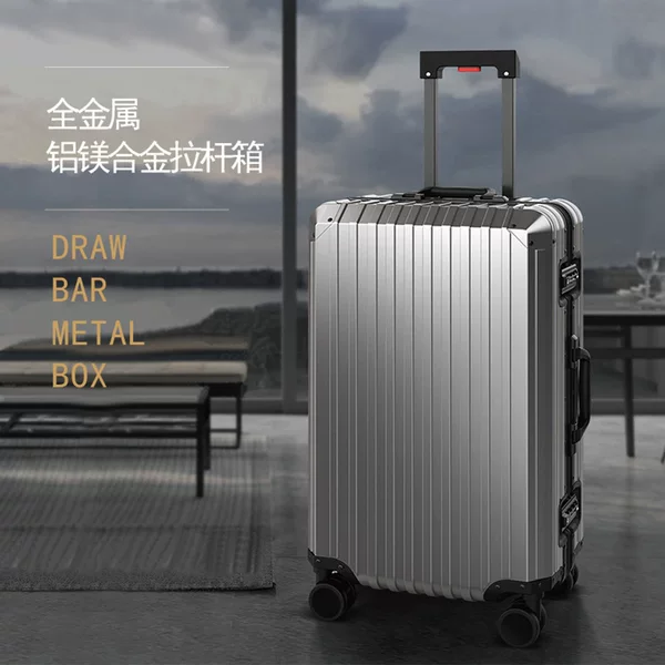 All-Aluminum Magnesium Alloy Trolley Suitcase with 20 Universal Wheels, Carry-On Travel Luggage for Men and Women, Password Lock Suitcase, Checked Luggage, Light Luxury