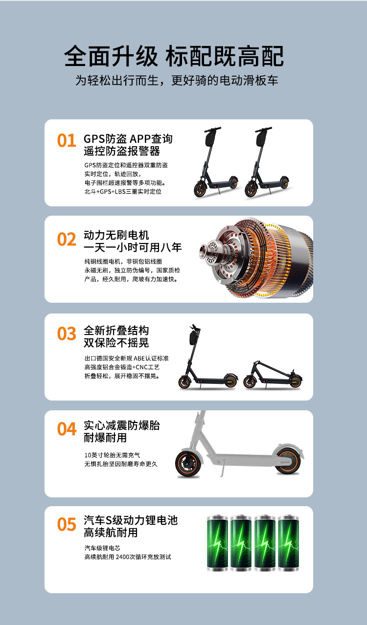 Overseas Warehouse Electric Scooter, Foldable, Unisex, 48V, Front Shock Absorption, Aluminum Alloy, Dropshipping, Lightweight, Commuting