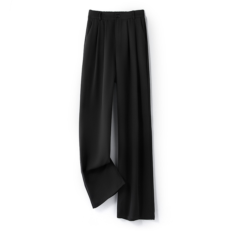 Pantalones finos de verano para hombres rectos sueltos japoneses de color sólido simple drapeado casual de alta gama pantalones de traje beige image 5
