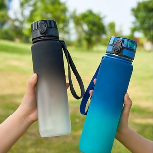 Cross-Border 1L Large-Capacity Gradient Color Sports Water Cup Fitness Water Bottle Summer Outdoor Portable Plastic Water Cup with Handle