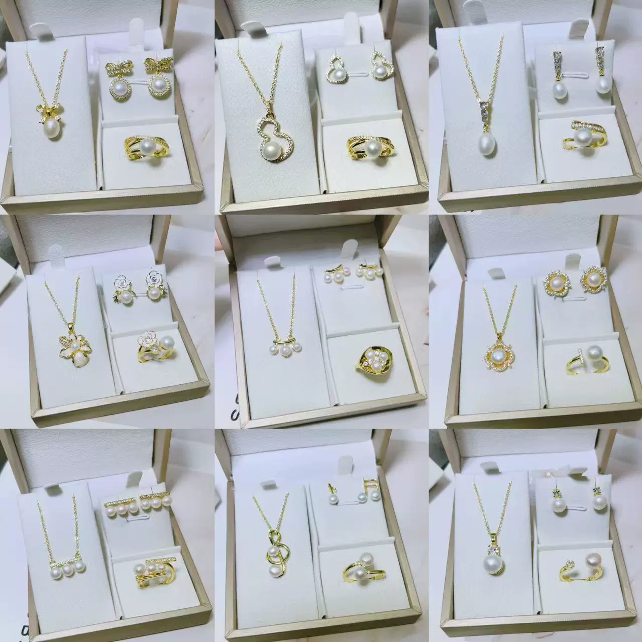 S925银针镀金夏季新品珍珠套装天然淡水珍珠可爱小动物耳钉项链
