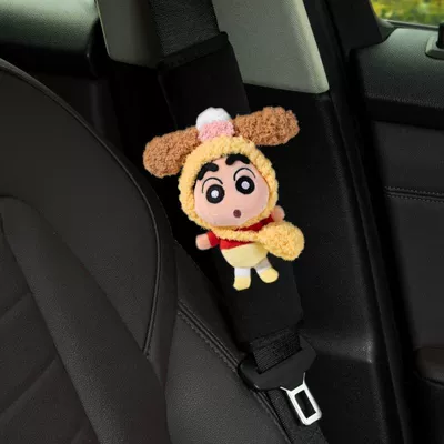 interior accessory | Seat belt shoulder pad - crayon-shin-chan-shoulder-pad-binger-shoulder-bag-crayon-shin-chan-black-short-velvet-seatbelt-shoulder-pad