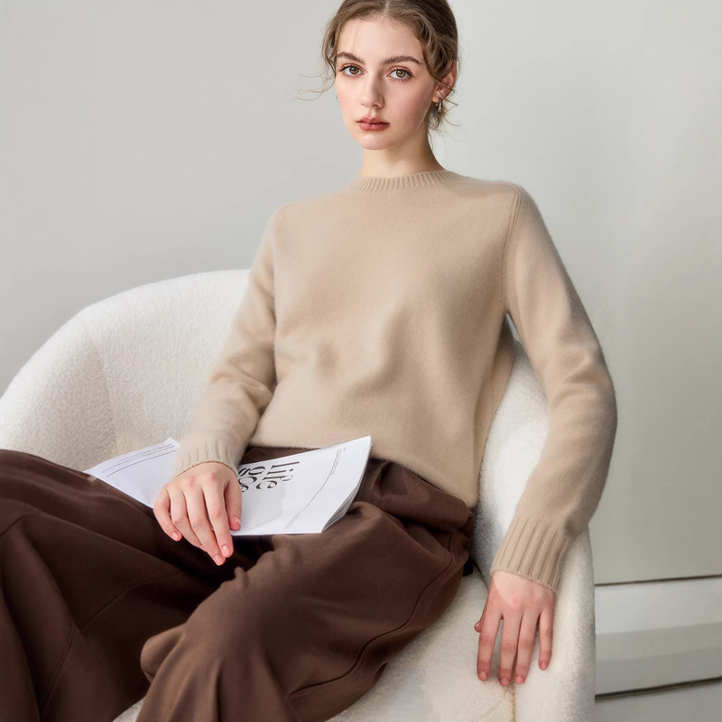 Autumn and Winter 100% Pure Cashmere Sweater for Women, Round Neck, Saddle Shoulder, Pullover, Base Knitwear, Loose Fit, Plus Size, Soft and Cozy
