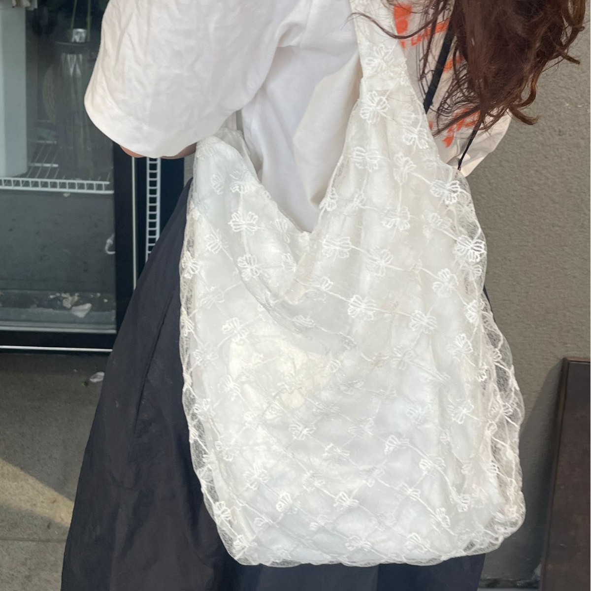 蕾丝蝴蝶结一根带韩系ins网纱包学生女休闲单肩托特包夏季新款