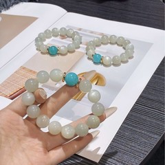 天然白月光石手链搭配老矿天河石圆珠小众优雅简约手饰送女友闺蜜