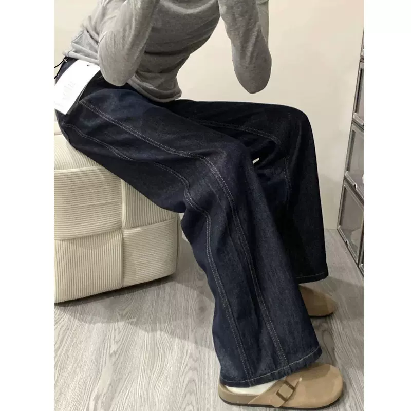 孕妇2025新款韩版牛仔阔腿宽松裤女秋冬外穿托腹休闲大码长裤显瘦