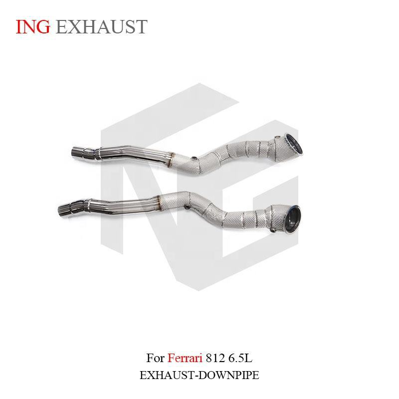 Suitable for Ferrari 812 6.5L, stainless steel exhaust system downpipe with hood
