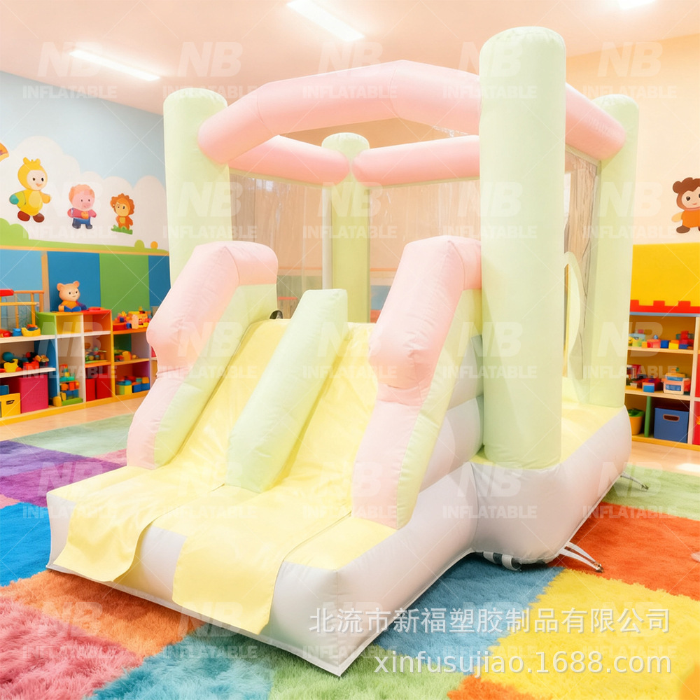 Niños al aire libre inflables rebotar castillo macarón tema de boda cama de salto blanco inflables parque casa de juguetes