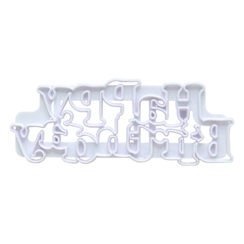 Transfronteriza Feliz cumpleaños Carta forma molde de corte fondant molde de cocina pastel herramientas de plástico respetuoso del medio ambiente Suministro directo de fábrica