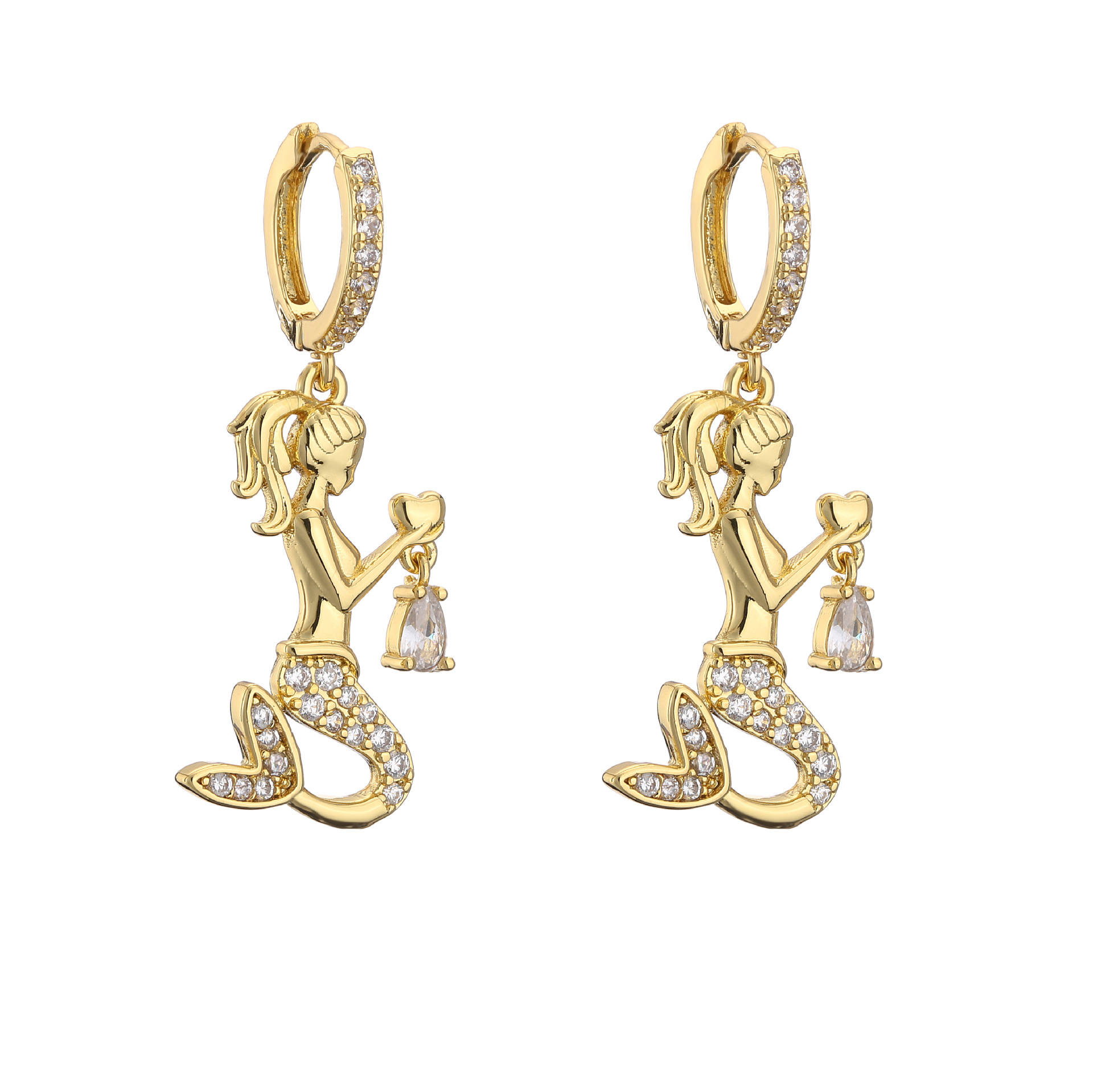 10g Weight Zircon Inlay Material Earrings Classification Wedding, Birthday Occasion Copper Material Geometric Pattern Women'S Gender Plating Design Fashion Style Fashion Geometric Plating Copper Zircon Earrings 4