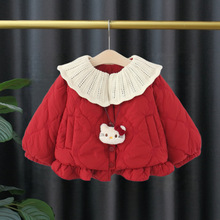 3563女童加绒外套冬装新款儿童加厚棉服女宝宝夹棉棉衣小童棉袄冬