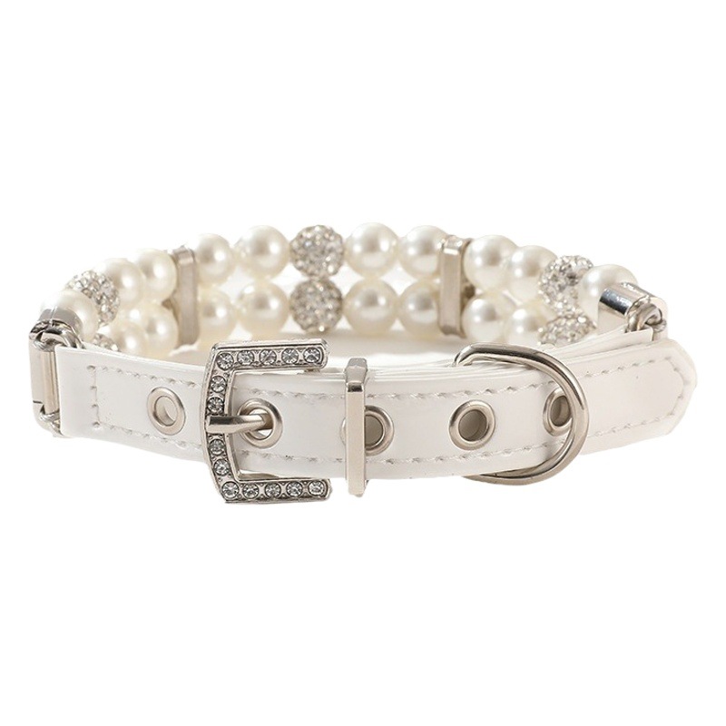 Collar para mascotas 009 collar de perlas blancas traje de correa transfronteriza cinturón de perro superventas collar de cadena de gato