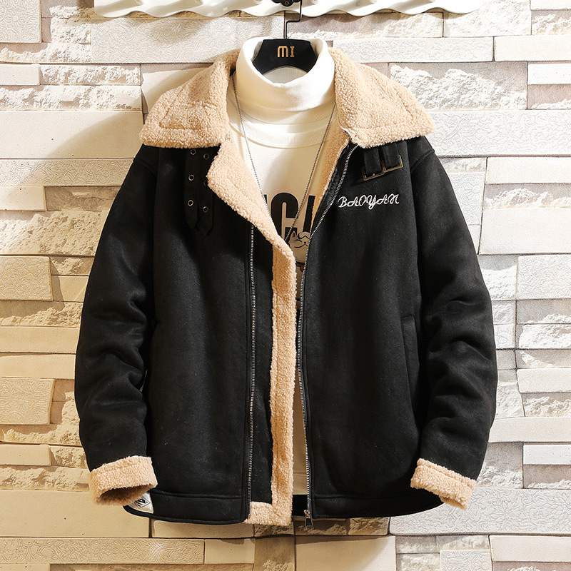 Winter New Plush Thick Collar Men's Loose Large Casual Cotton Jacket_voghion.com