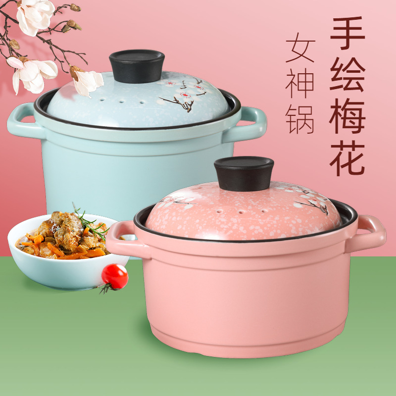 来图加工定制陶瓷砂锅手绘花家用煲汤煮粥炖肉煲仔饭明火锂辉石锅|ru