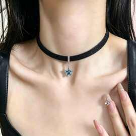 蓝星水钻编织 choker 小众个性黑色颈带温柔氛围感少女百搭锁骨链
