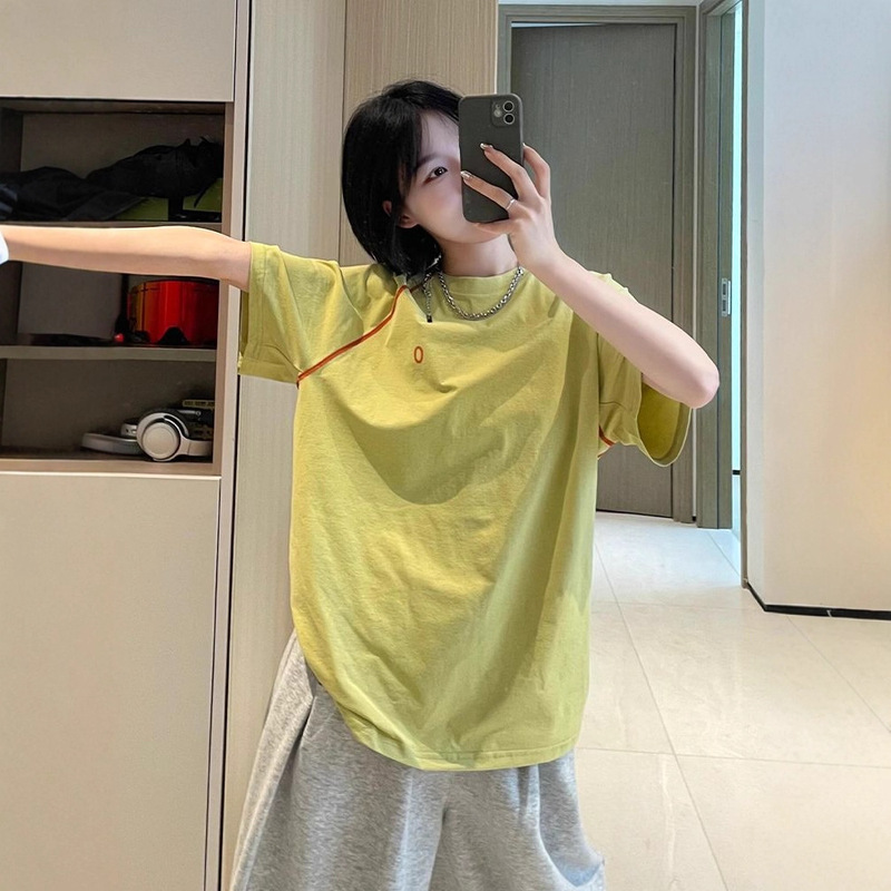 明线速干运动短袖女款夏季户外轻薄凉感防晒插肩t恤羽毛球骑行服|undefined