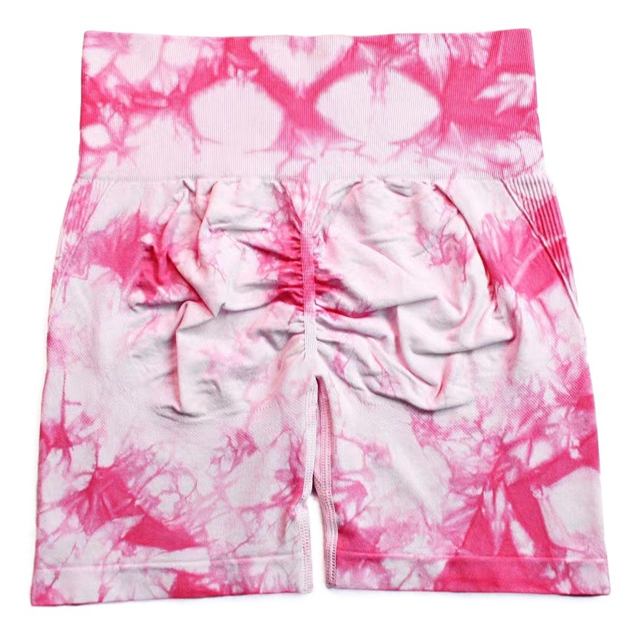 Pantalones cortos cruzados con efecto tie-dye para deportes, fitness y yoga, cómodos, de cintura alta, moldeadores del cuerpo, levantadores de glúteos, elásticos, ajustados y transpirables.