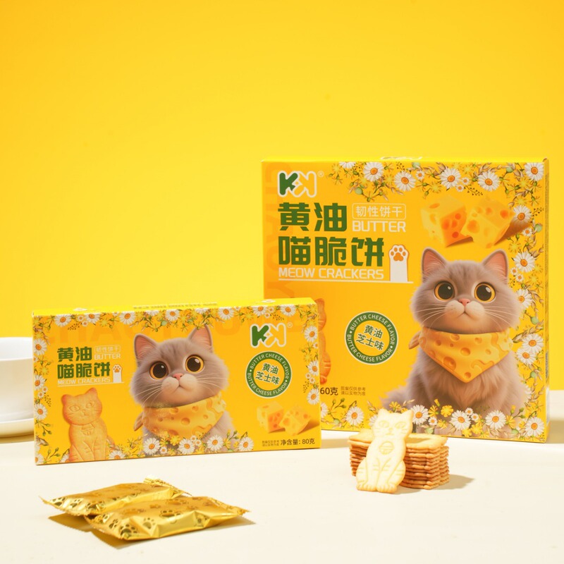Super Friendly Kk Butter Cat Shortbread 80g Coffee Cheese Flavored Biscuits to Satisfy Your Craving for Drama and Leisure Snacks Individually Packaged