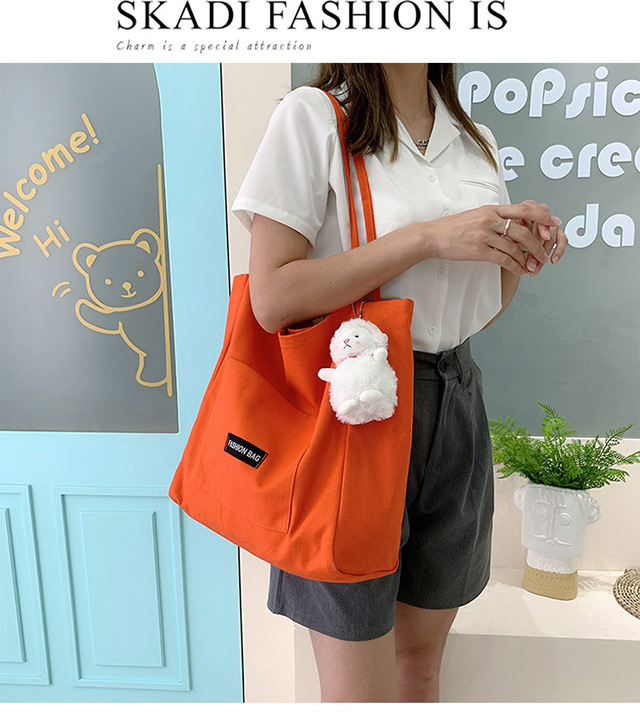 Candy-colored canvas bag, 2021 new ins bag, large-capacity tote bag, simple Korean-style single-shoulder artistic handbag undefined