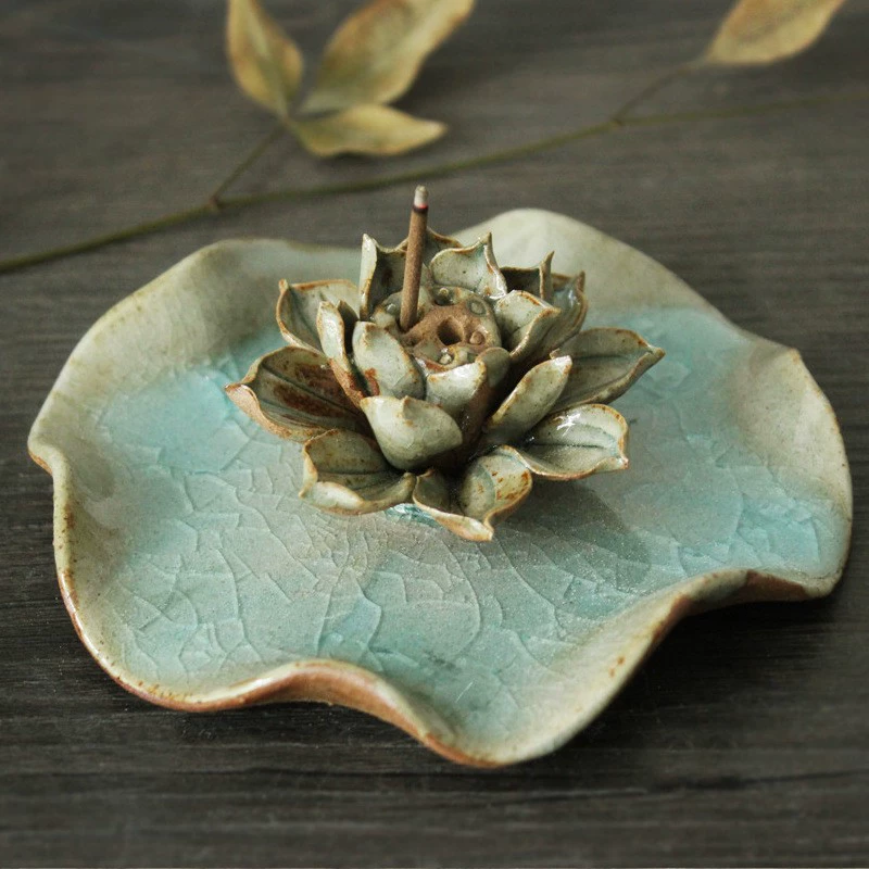 Цзиндэчжэнь ручной работы Керамические ледяные трещины тени зеленые благовония вставки