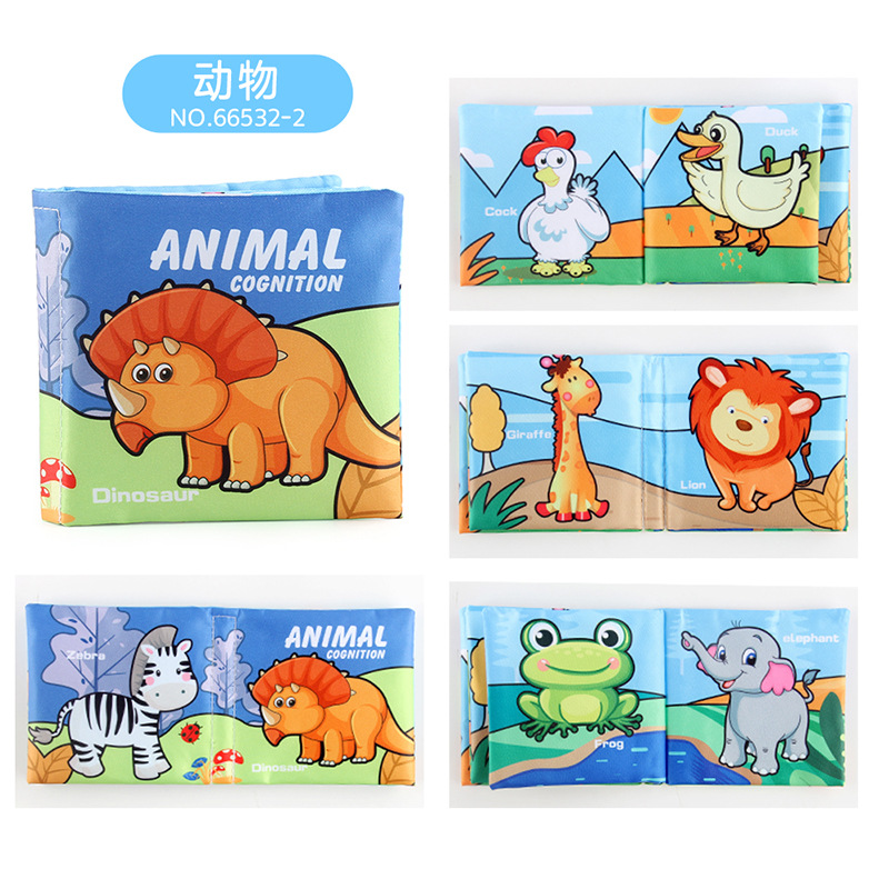 Bebé transfronterizo libro de tela desgarrable juguete 4 páginas 8 lados educación temprana cognición lavable desgarrable Palm libro de tela papel de llamada