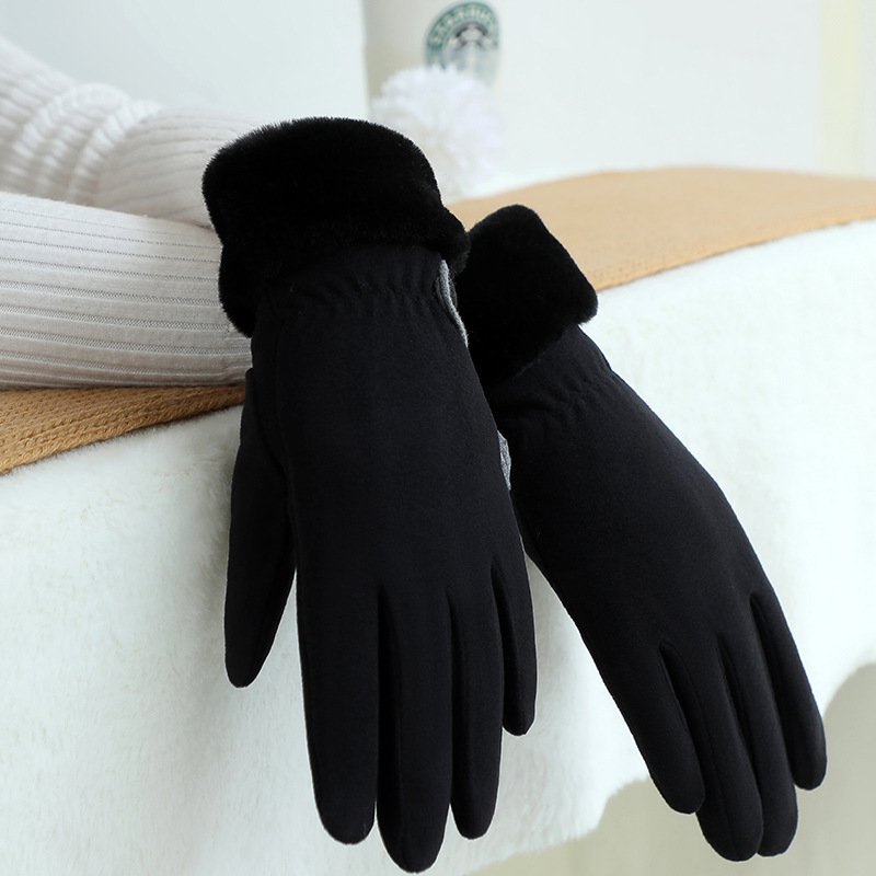 Guantes térmicos para mujer con forro polar para montar y conducir engrosados ciclismo a prueba de viento al aire libre de terciopelo a prueba de frío Otoño e Invierno guantes