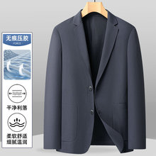 男士无痕压胶西装外人中年行政商务外套休闲秋款西装宽松爸爸装