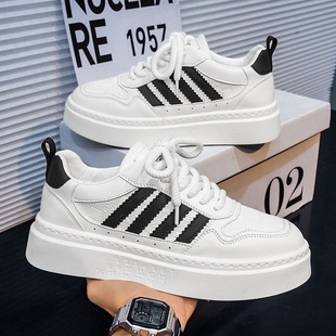 2025 Spring Men's Shoes New Breathable White Shoes Men's Trendy All-match Thick-soled sneaker Casual Board Shoes Trendy Shoes