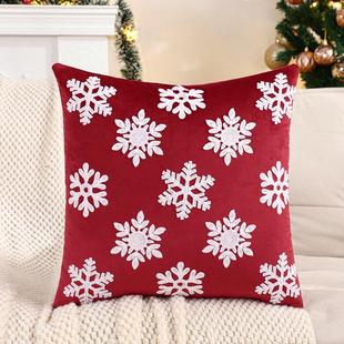 Christmas Pillowcase Velvet Embroidery Christmas Snowflake Cross-Border Foreign Trade Factory Dropshipping Ready Stock