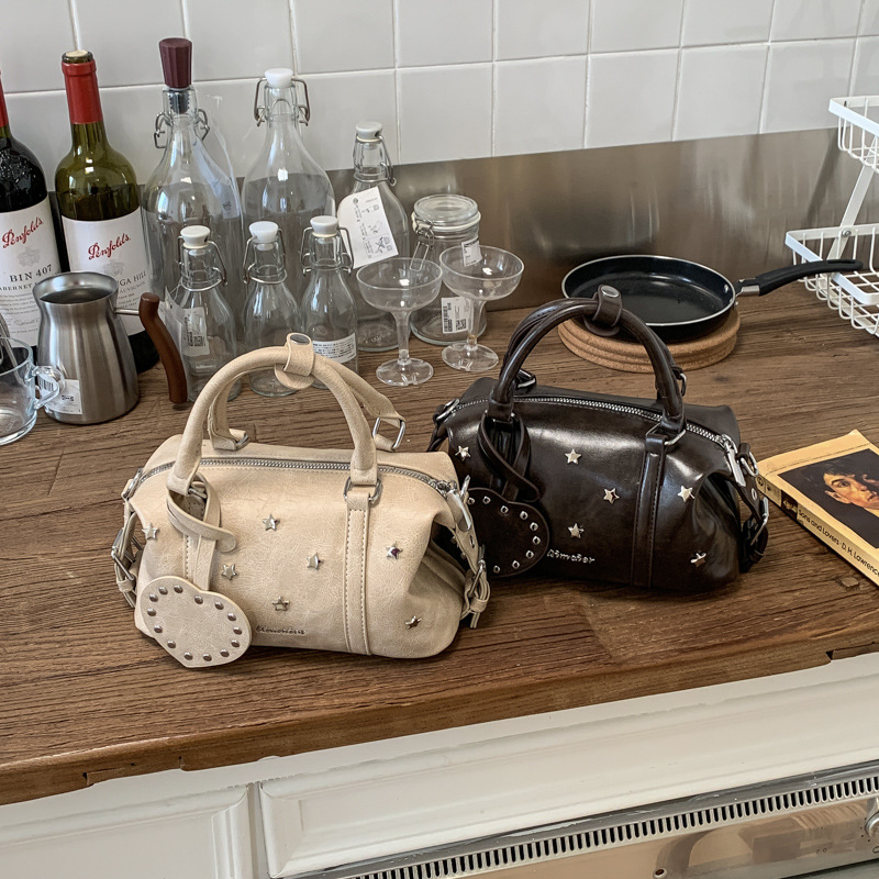 Cross-border Women's Bags 2026 New Model, Trendy Niche Design Baguette Studded Underarm Bag, Boston Bag_voghion.com
