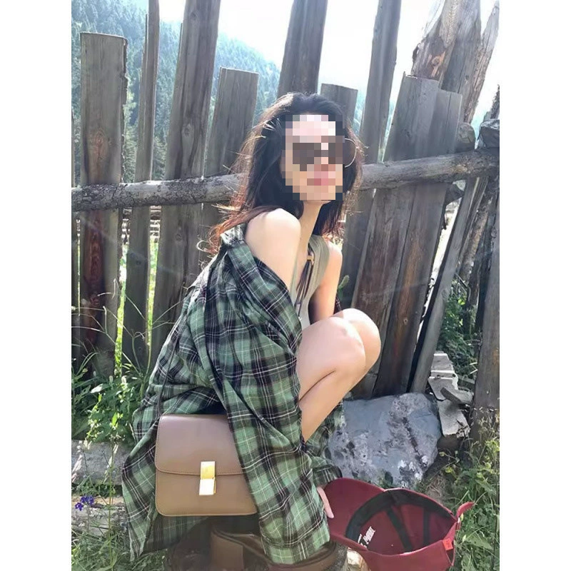 YS8 зеленая клетчатая рубашка женская весенняя одежда свободная высококачественная супер красивая рубашка-куртка топ повседневная с длинными рукавами