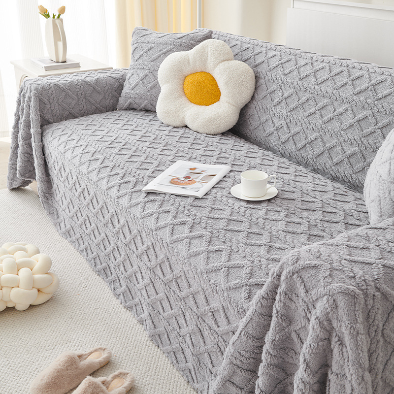 Creamy viento un sofá cubierta de tela de peluche nuevo sofá cubierta todo incluido engrosado sofá toalla antideslizante invierno