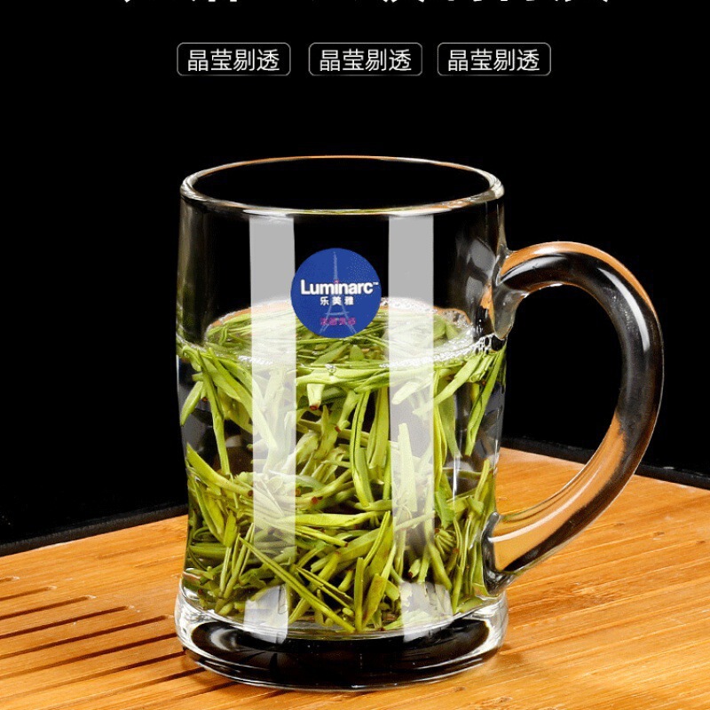 Le Meiya Glass Household Water Cup Tea Cup Tempered Microwave Milk Cup with a Cup for Drinking Water for Breakfast