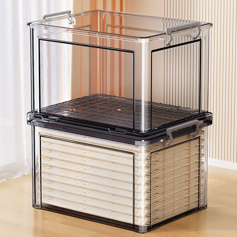 Caja de almacenamiento transparente de plástico de gran capacidad caja de almacenamiento súper grande ropa edredón caja de acabado de juguetes caja especial para el hogar
