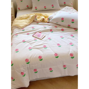 2025 New Style Washed Lace Skin-Friendly Summer Quilt Summer Cool Quilt Air-Conditioned Quilt 100*140cm Tulip-