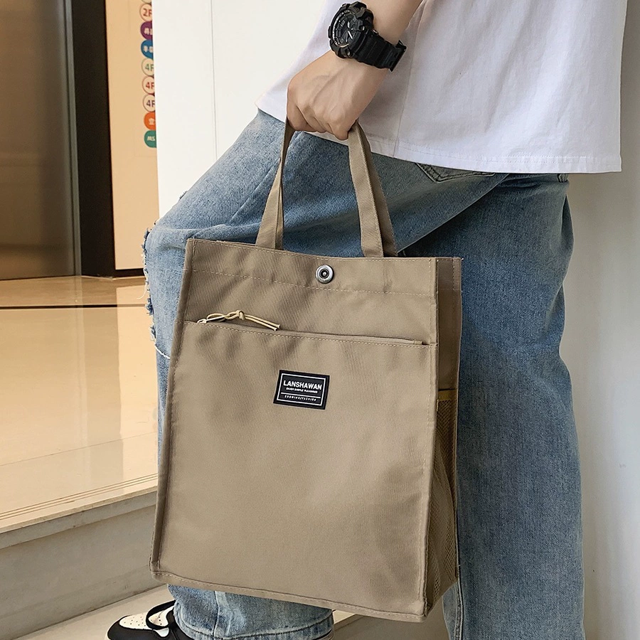 Shopping bag, capacious linen bag, one-shoulder bag for documents, simple and elegant design