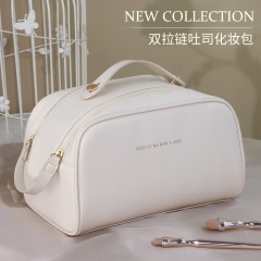 PU pillow cosmetic bag, high-looking double zipper, portable large-capacity travel supplies, toiletry storage bag wholesale